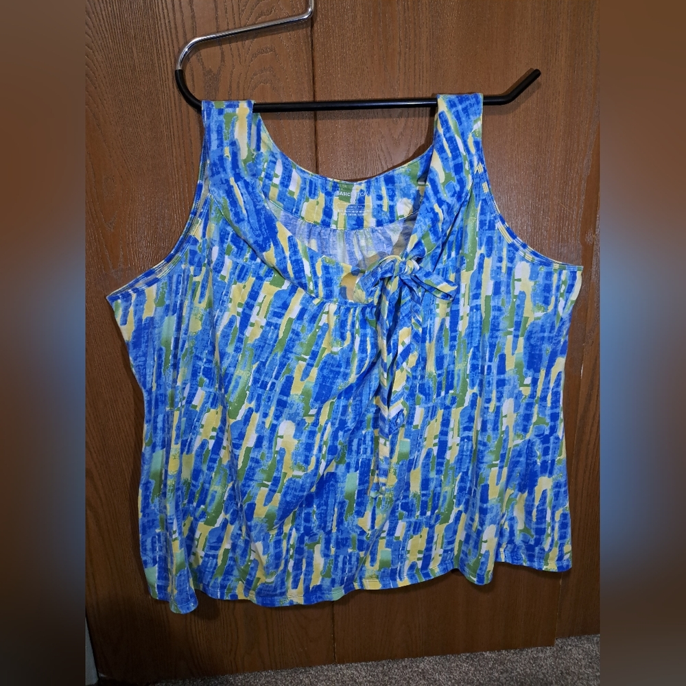 Basic Editions size 3X tank top with a side tie detail on the neckline.